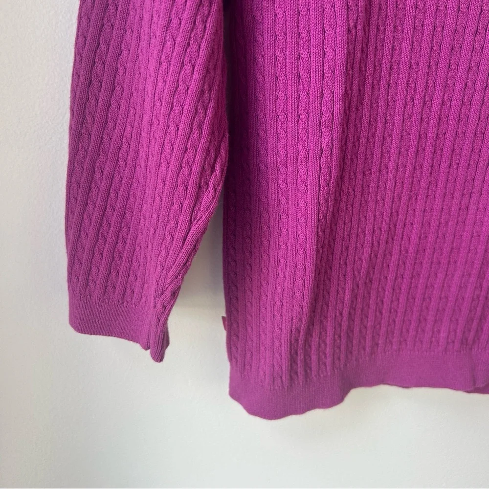 Lauren Ralph Lauren Women's Sweater 100%‎ Cotton Purple Cable Knit V-Neck Large